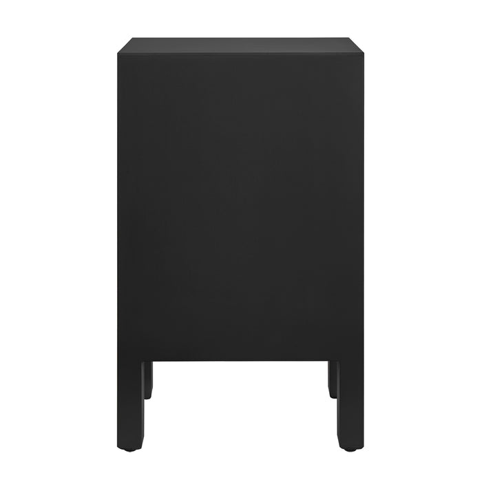 Black [Brand] pedestal-style furniture piece with a sleek design.