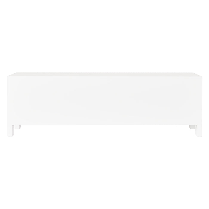 White rectangular bench by [Brand] with minimalist design.