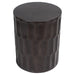 Dark cylindrical stool with textured pattern by [Brand].