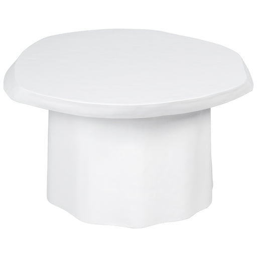 White round table with wavy base design by [Brand].