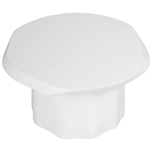 White [Brand] octagonal side table with a smooth finish.