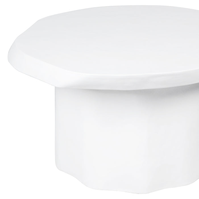 White, modern table by [Brand], featuring smooth, rounded edges.