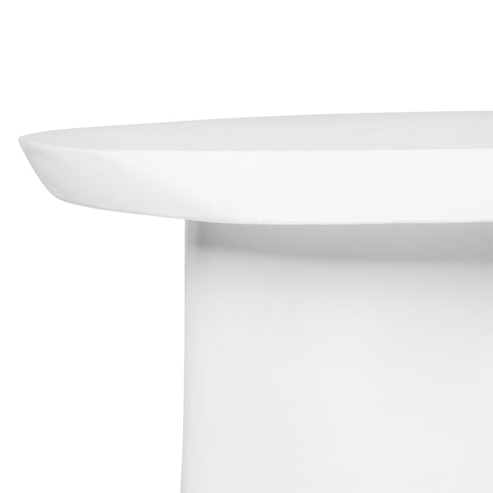 White minimalist table design by [Brand], featuring curved edges.