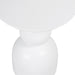 Minimalist white table design with stacked shapes, [Brand].