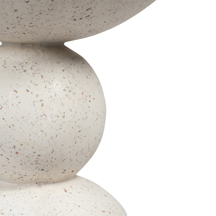 [Brand] terrazzo textured vase with unique layered round design.