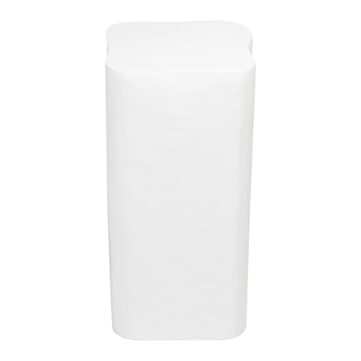 Tall white rectangular vase from [Brand], with curved edges.