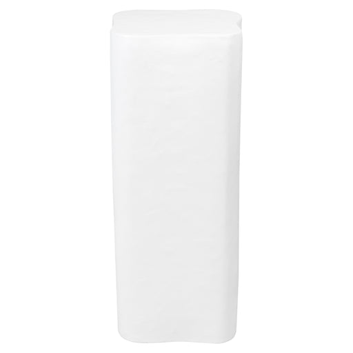 Tall, sleek white rectangular shape from [Brand] display stand.