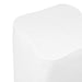 [Brand] white cube stool with rounded, smooth edges visible.
