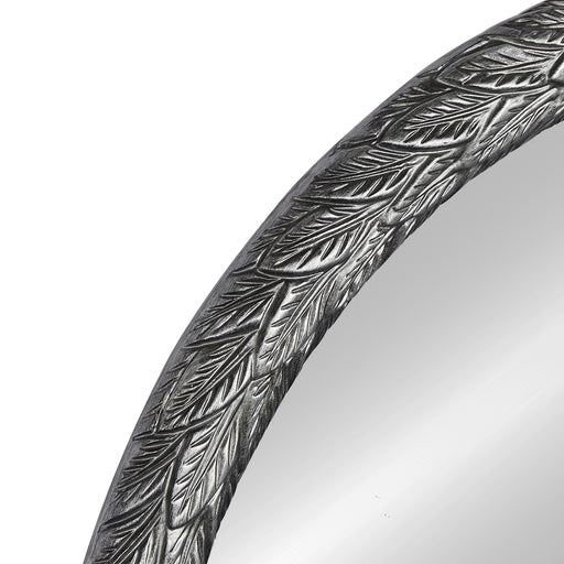 [Brand] ornate mirror featuring an intricate, leaf-patterned metallic frame.