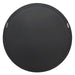 Round black trampoline safety pad with [Brand] logo, gray background.