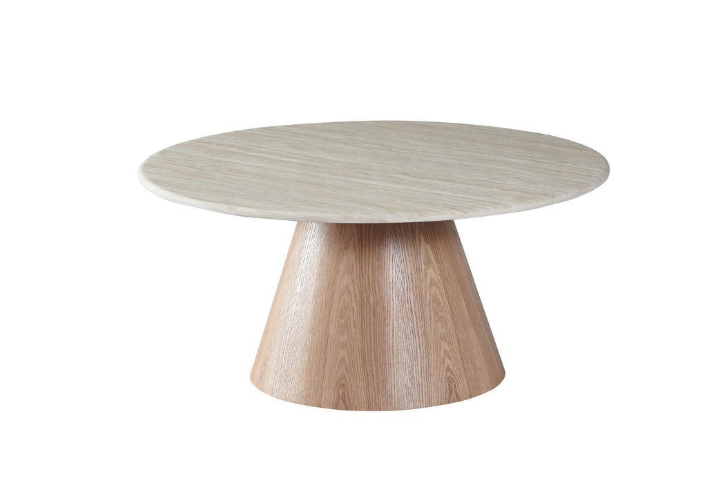 Westbury Round Coffee Table White Travertine