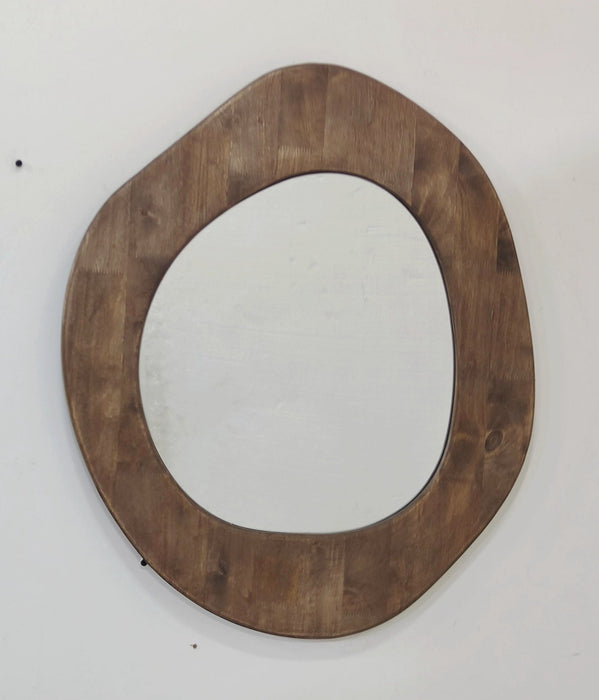 65cm Mid-Century Asymmetric Wood-Framed Wall Mirror