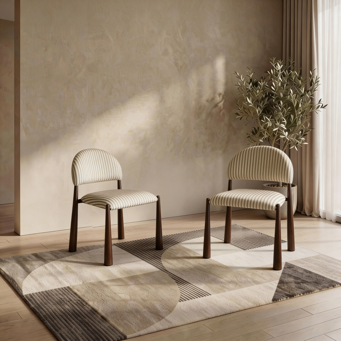 Elara Dining Chair Beige / Walnut (Set of 2)