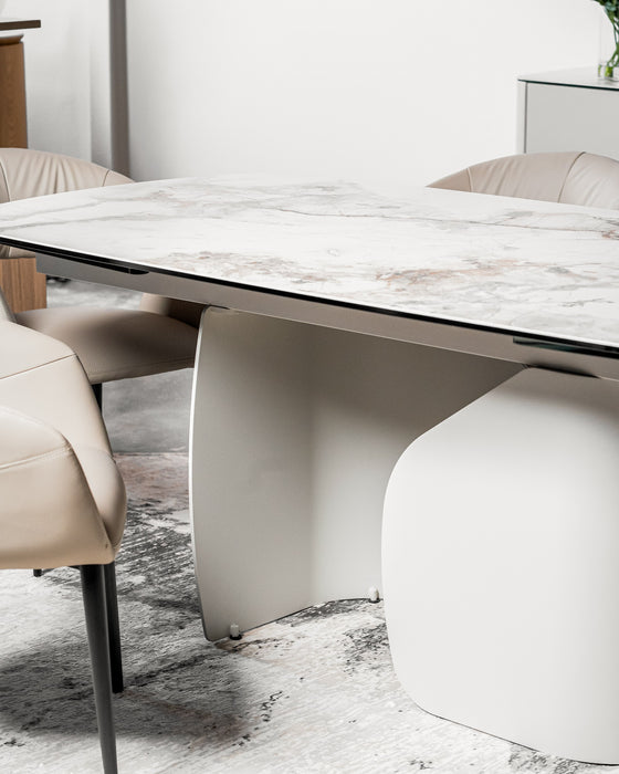 Merano Extension Dining Table Milan White Marble