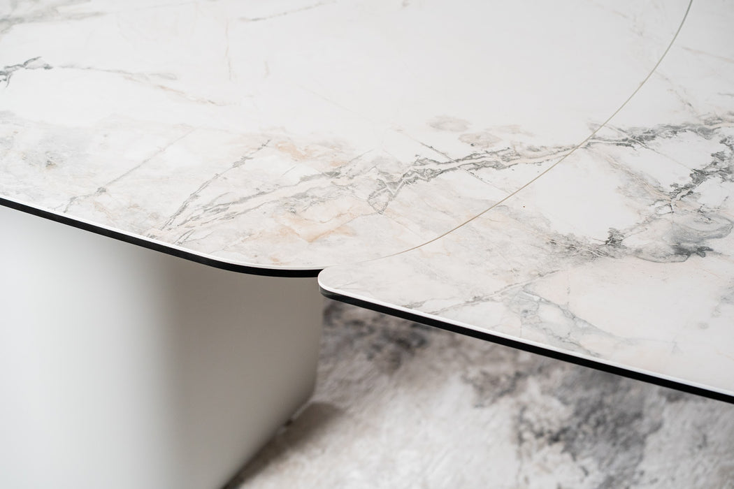 Merano Extension Dining Table Milan White Marble