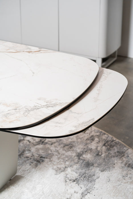 Merano Extension Dining Table Milan White Marble
