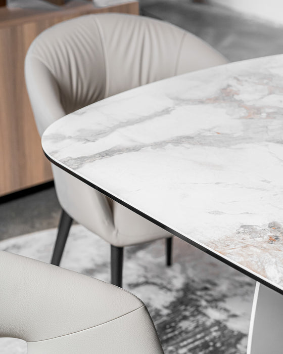 Merano Extension Dining Table Milan White Marble