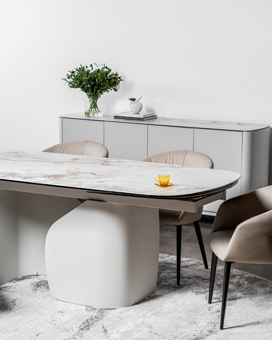 Merano Extension Dining Table Milan White Marble