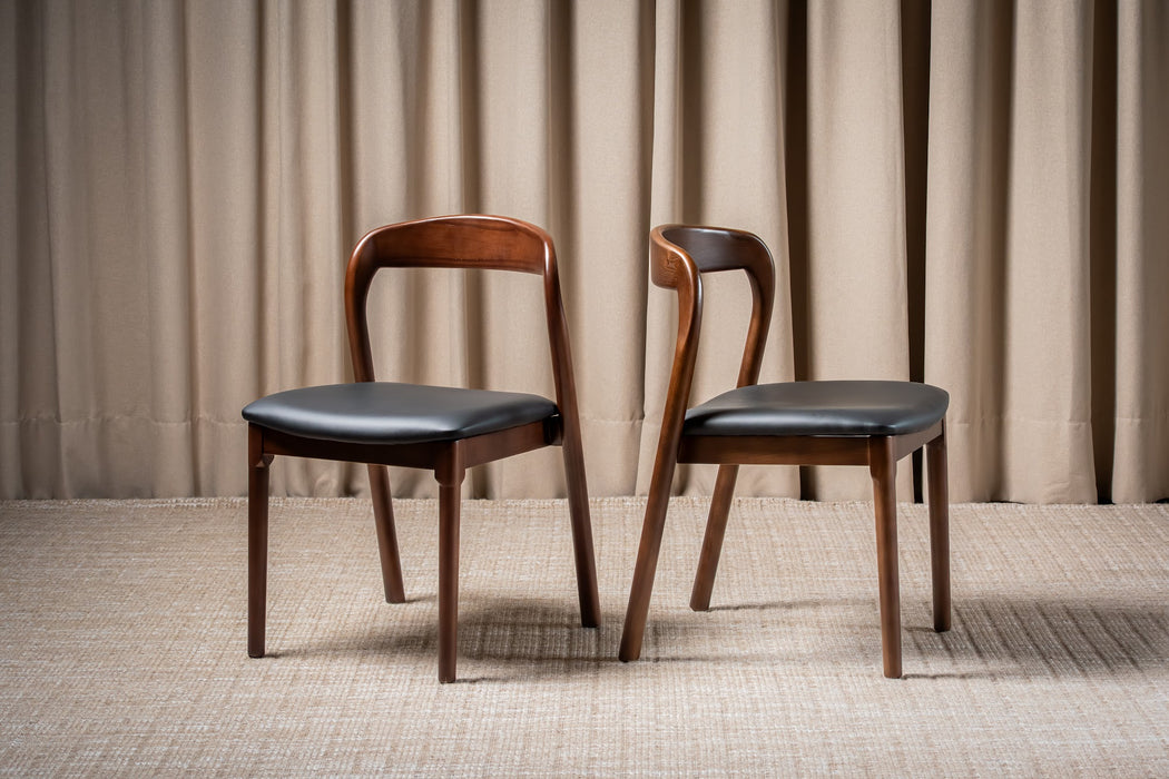 Isla Dining Chair Walnut / Black PU (Set of 2)
