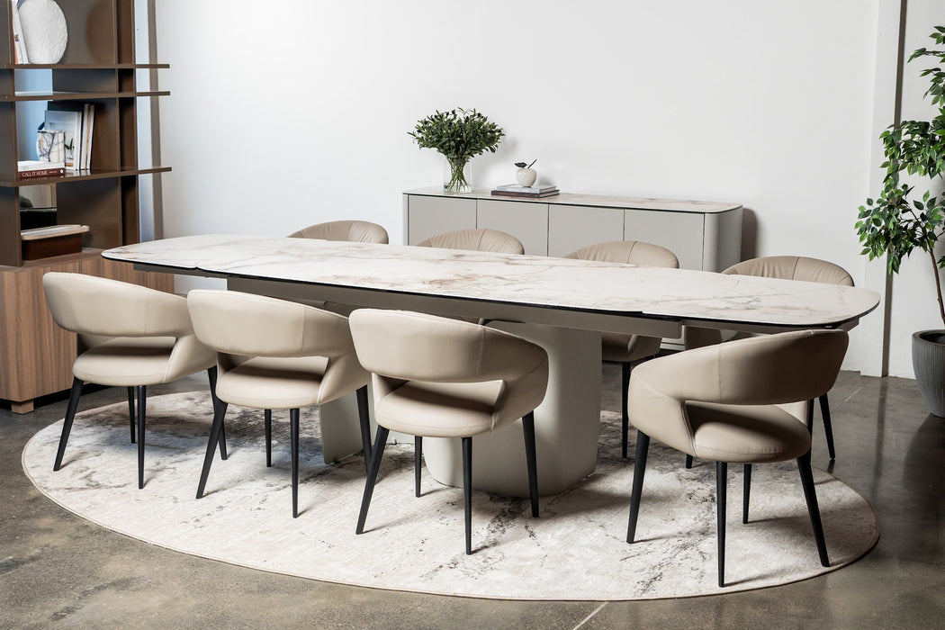 Merano Extension Dining Table Milan White Marble