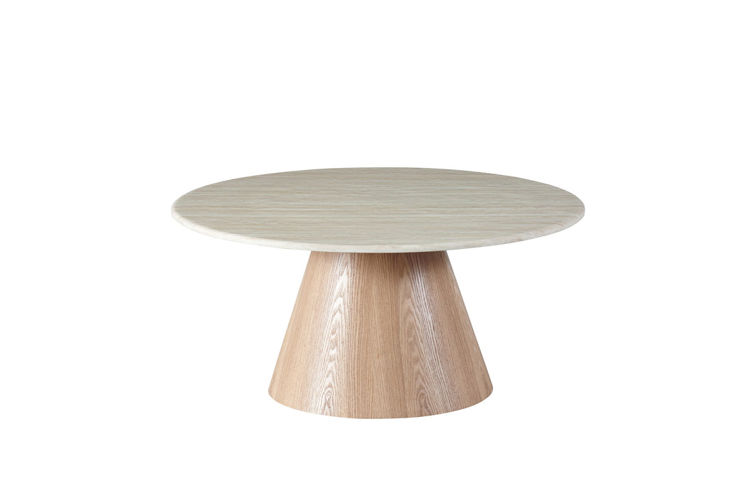 Westbury Round Coffee Table White Travertine