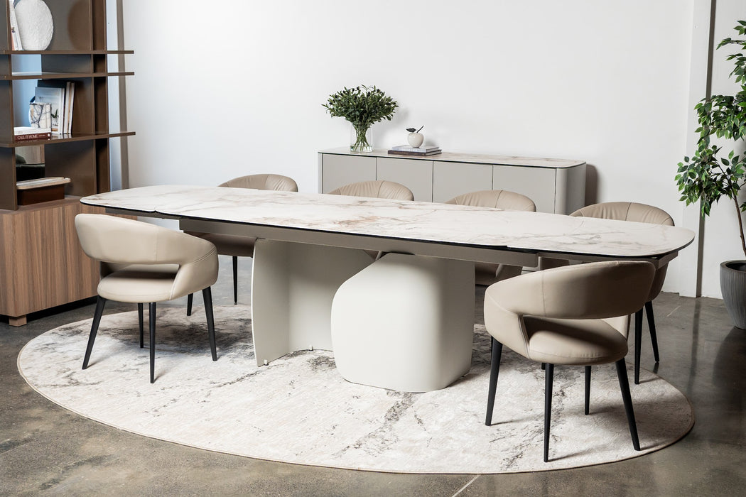 Merano Extension Dining Table Milan White Marble