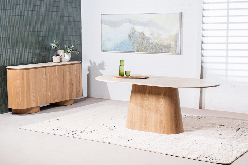 Westbury Large Dining Table White Travertine