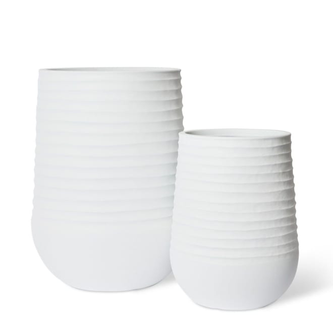 Knox Tall Stonelite Planter Set of 2 (Outdoor) - White, 51cm (H)