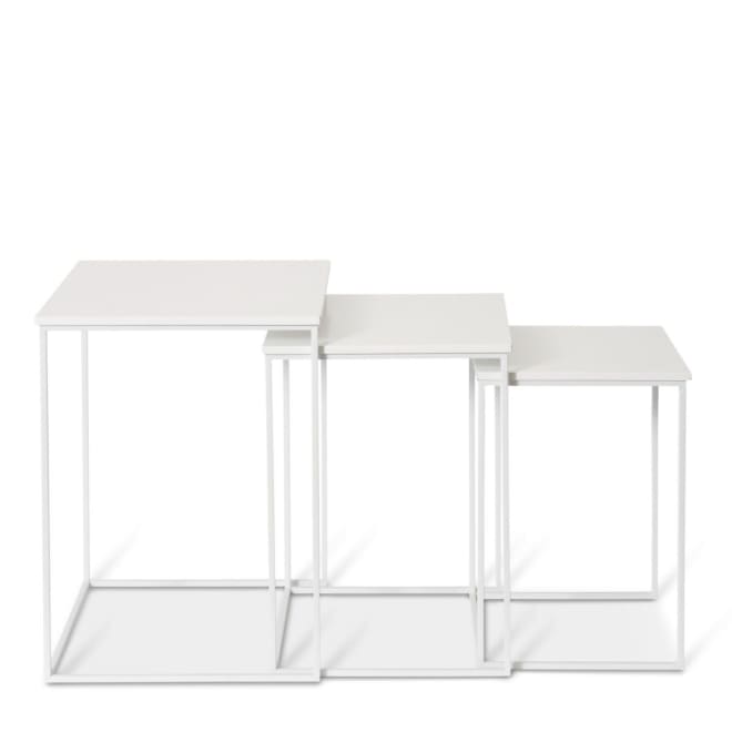 Duke Square Side Table Set 3 - White, 55cm (H)