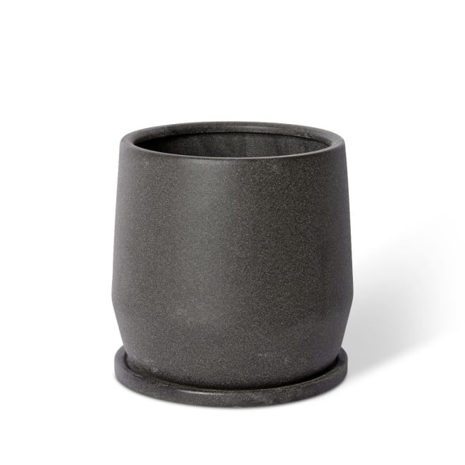 Mason Pot w Saucer - Black, 22cm (H)