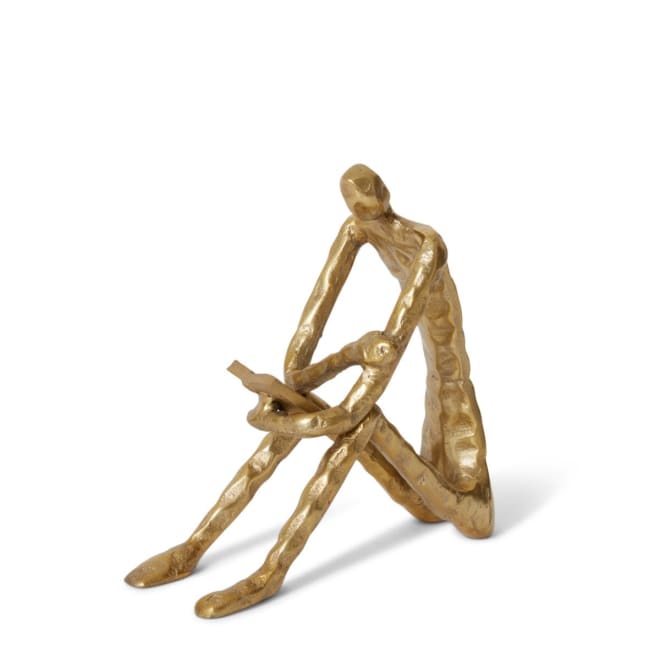 Man Reading Scuplture - Antique Gold, 23cm (H)