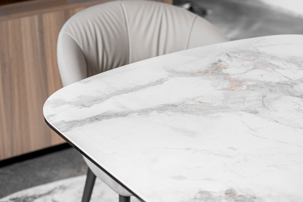 Merano Extension Dining Table Milan White Marble