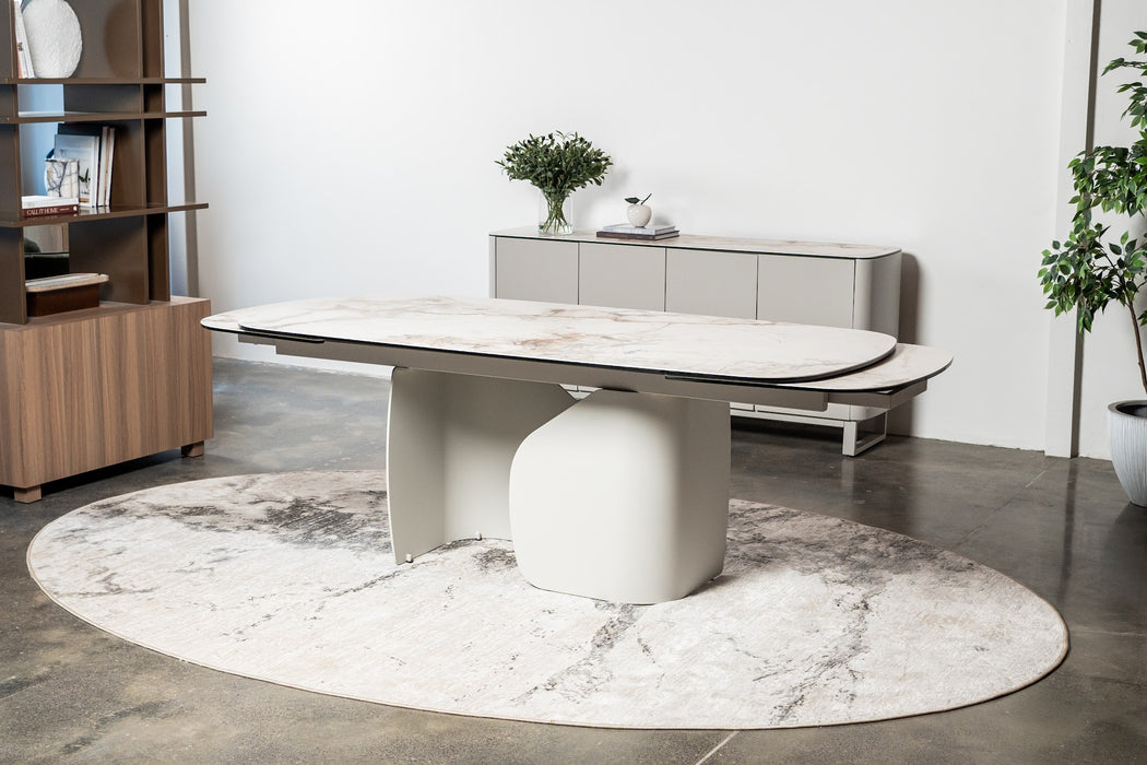 Merano Extension Dining Table Milan White Marble