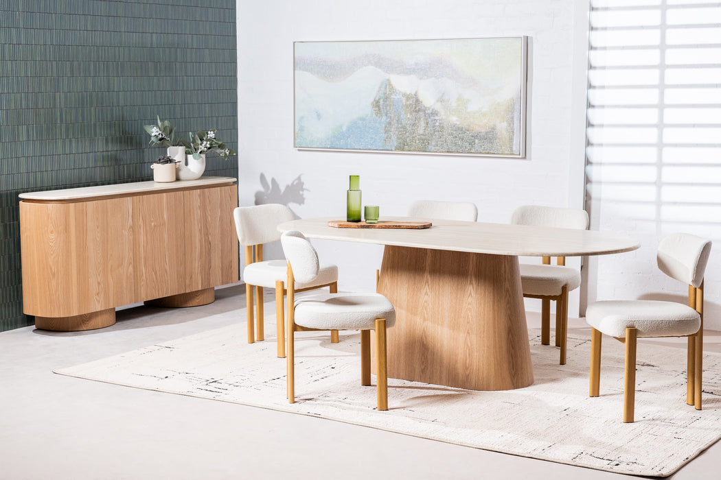 Westbury Large Dining Table White Travertine