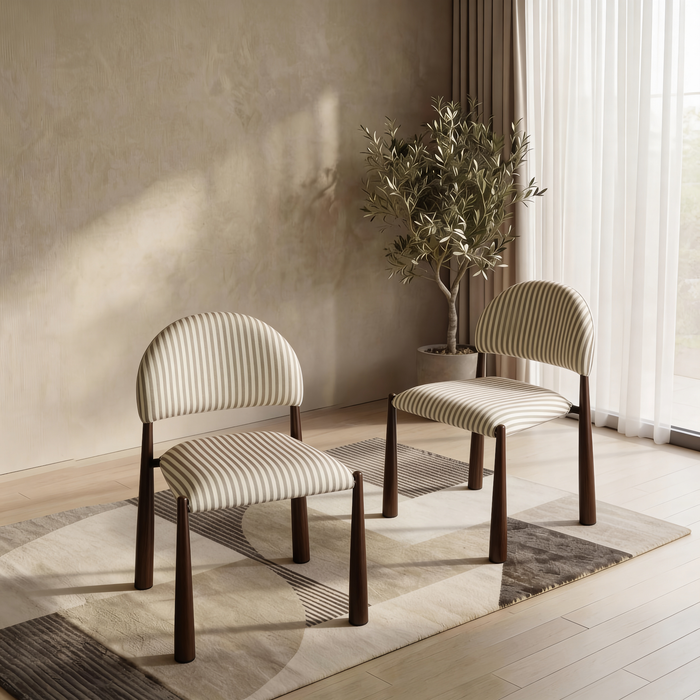 Elara Dining Chair Beige / Walnut (Set of 2)