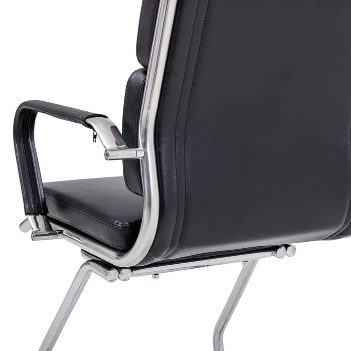 Mode Cantilever Visitor Chair with fixed arms, PU mid-back, PU seat, chrome cantilever base