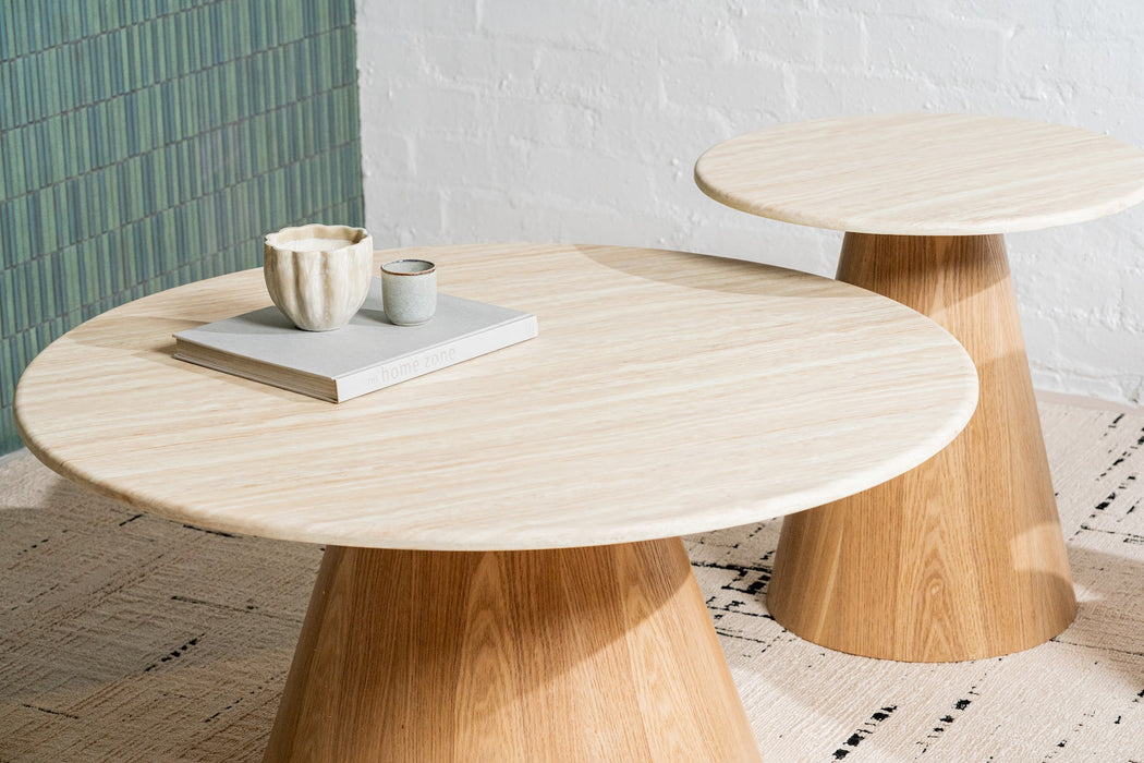 Westbury Round Coffee Table White Travertine