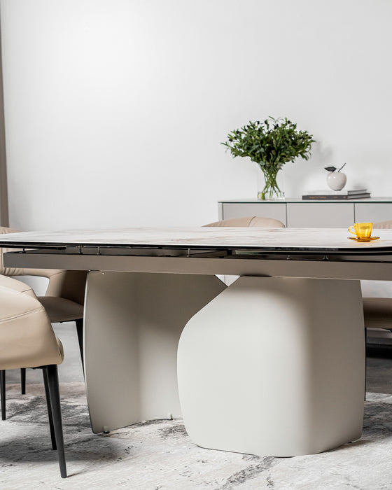 Merano Extension Dining Table Milan White Marble
