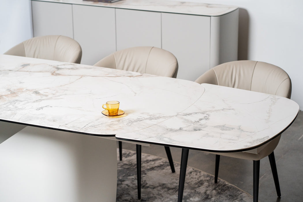 Merano Extension Dining Table Milan White Marble
