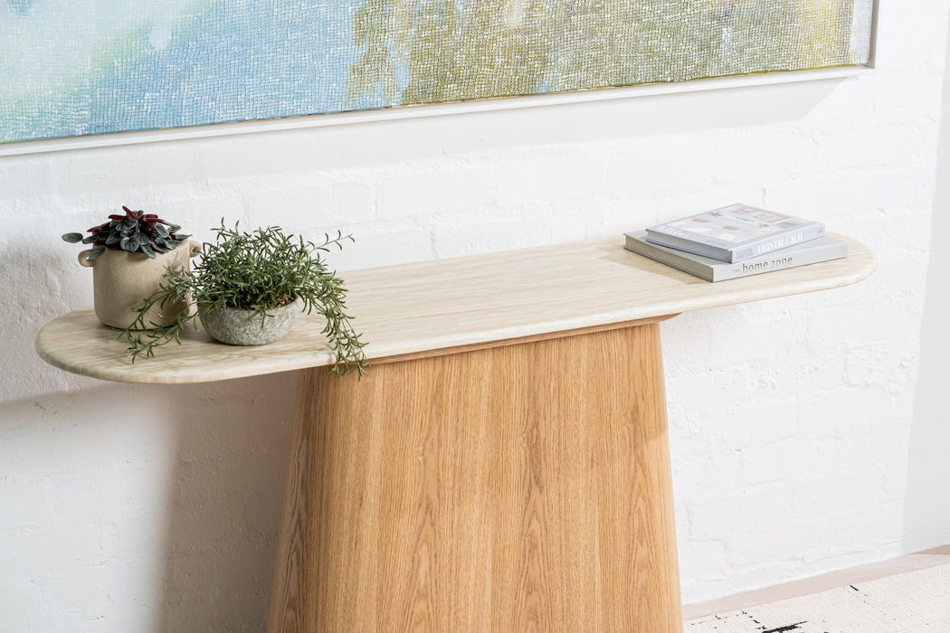 Westbury Console Table White Travertine