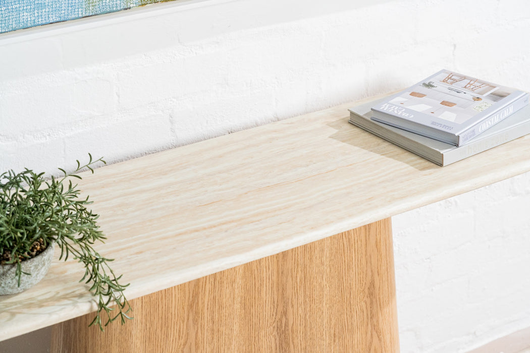 Westbury Console Table White Travertine
