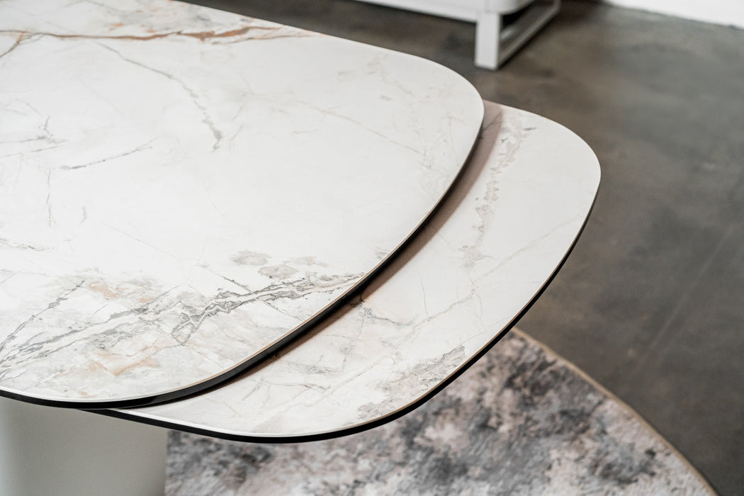 Merano Extension Dining Table Milan White Marble