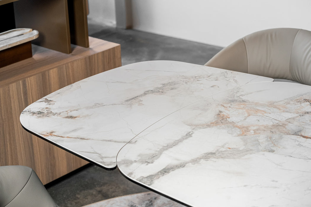 Merano Extension Dining Table Milan White Marble