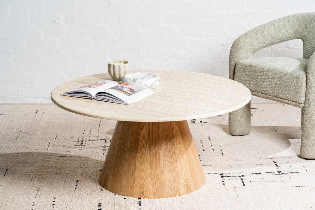 Westbury Round Coffee Table White Travertine
