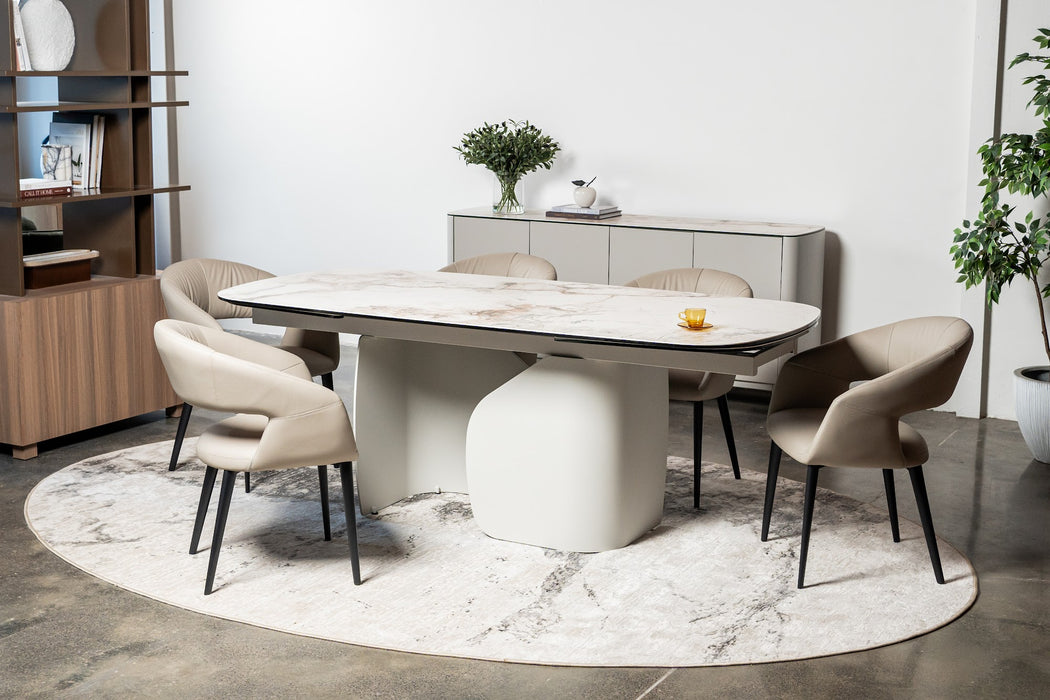 Merano Extension Dining Table Milan White Marble