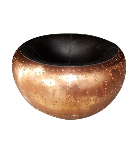 Wright Flyer Copper And Black Leather Cocoon Stool