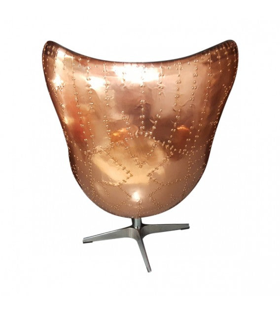 Admiral Black Leather And Copper Egg Chair