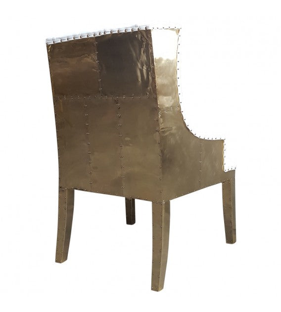 The Empire White Leather And Polished Brass Chair