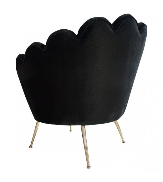 Large Brass And Velvet Or Leather Trapezium Shell Chair