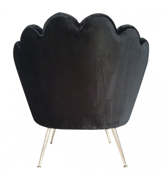 Large Brass And Velvet Or Leather Trapezium Shell Chair